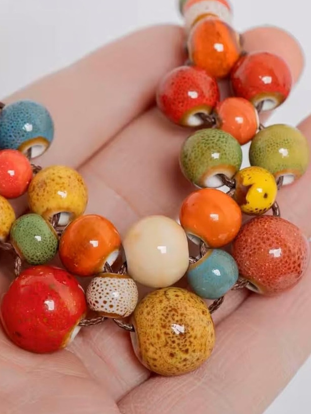 Multicolor Ceramic Bead Statement Necklace - Women Jewelry - Picture 4 of 7